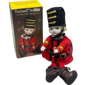 vintage Toyland soldier animated musical Christmas decor figurine red READ